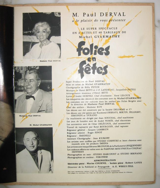 French Vintage Folies Bergere Show Program 1960-62
