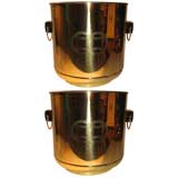 Pair of Frederick Cooper Solid Brass Planters in the Asian Taste