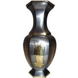 Frederick Cooper Pewter & Brass Vase in the Asian Taste