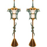 Vintage Amazing Pair of Hollywood Regency Style Banquet Lamps