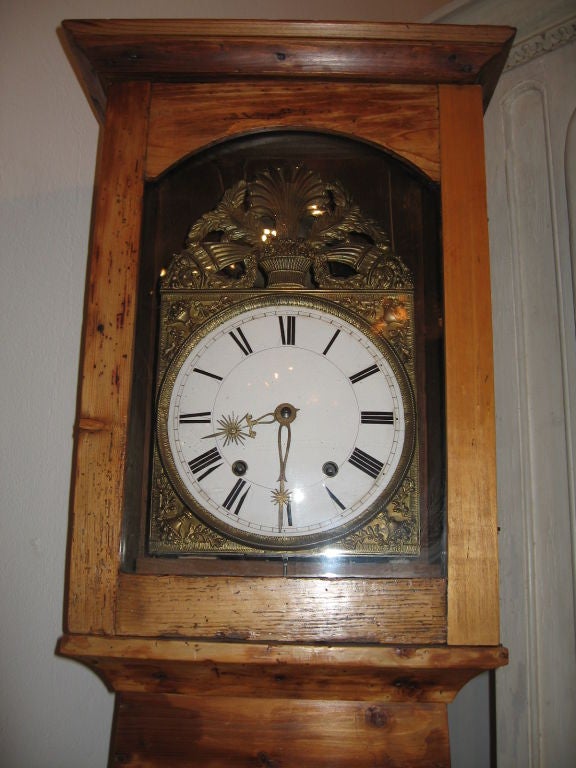 18th Century French Country Pine Tall Case Clock 1