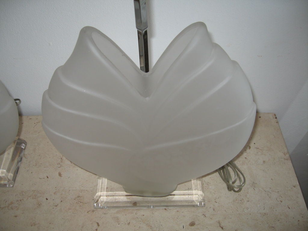 Pair of Lucite and Glass Table Lamps 2