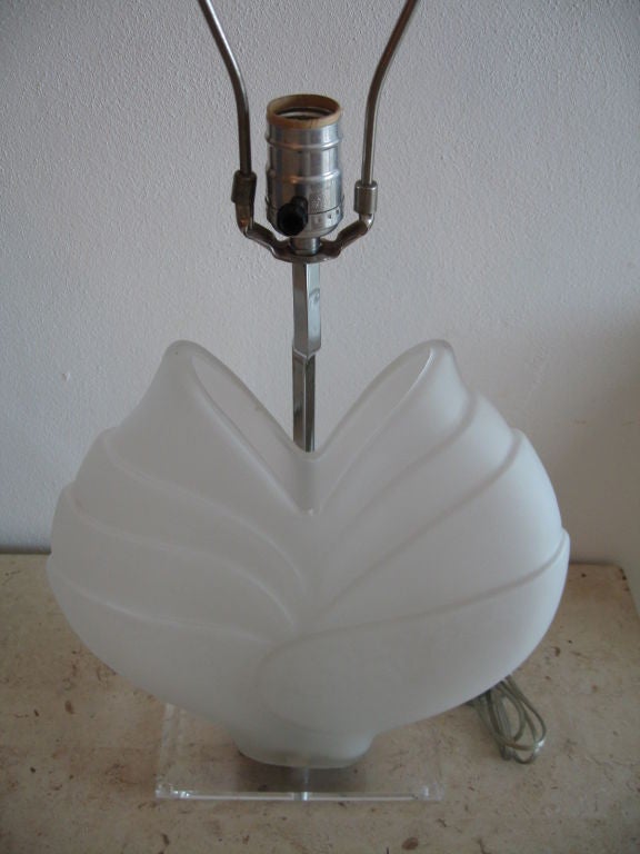 Pair of Lucite and Glass Table Lamps 3
