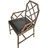 Maison Jansen Solid Brass Faux Bamboo Desk Chair