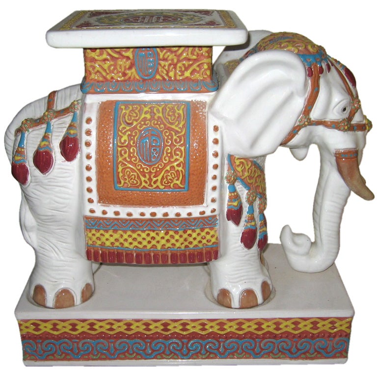 Beautifully Detailed Ceramic Elephant Stand