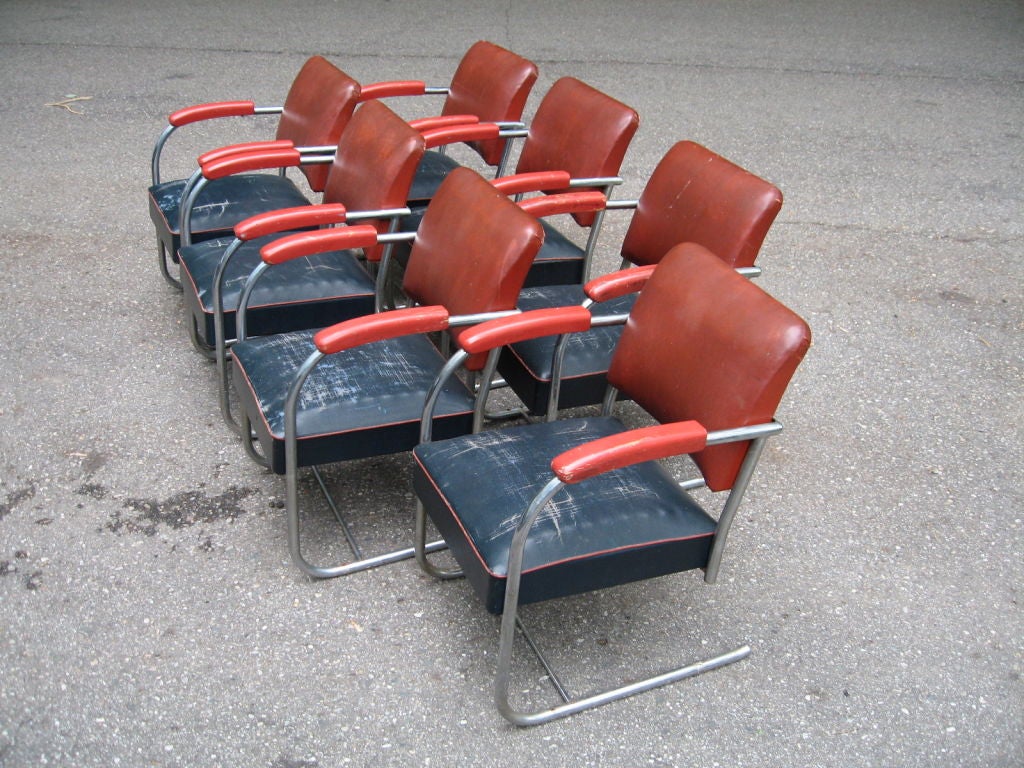 Set of Seven Helene Curtis Art Deco Arm Chairs 5