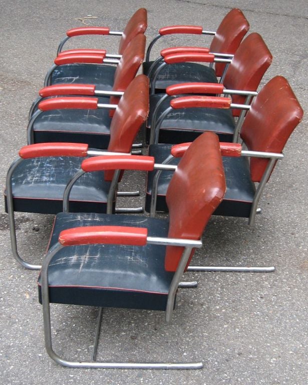 Set of Seven Helene Curtis Art Deco Arm Chairs 4