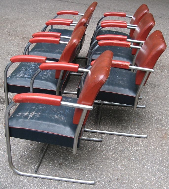Set of Seven Helene Curtis Art Deco Arm Chairs 3