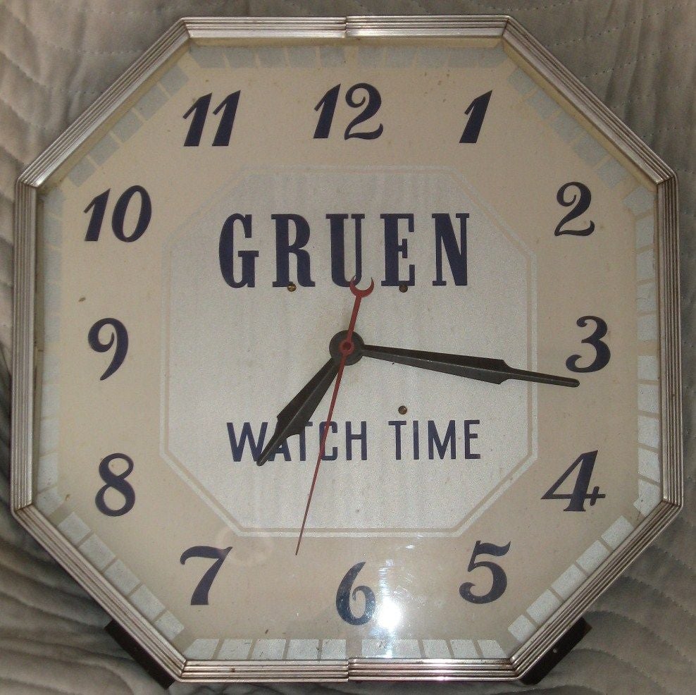 Gruen Watch Company Art Deco Advertising Clock 2
