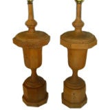 PAIR OF ITALIAN WOOD URN LAMPS PAIR OF ITALIAN WOOD URN LAMPS