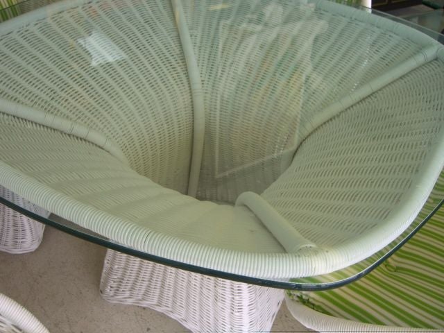 Late 20th Century STENDIG ATTRIBUTED WICKER CHAIRS AND TABLE