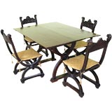 Antique ITALIAN 19TH CENTURY GAME TABLE AND  4 CHAIRS