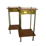 CHIC PAIR OF BRASS AND  MARBLE SIDE TABLES