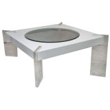 42" SQUARE COFFEE TABLE WITH CLEAR LUCITE LEGS