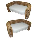 PAIR OF SIGNED HENRY OLKO FOR WILLOW AND REED SETTEES