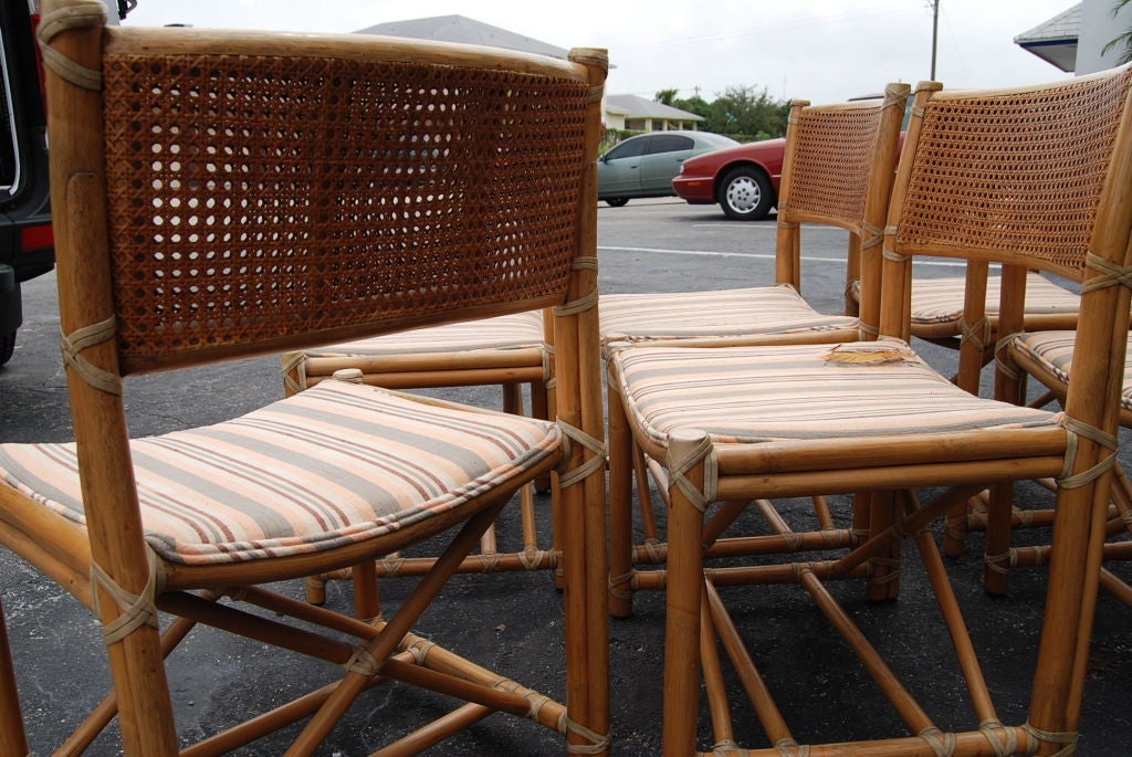 SET OF 6 SIGNED MCGUIRE DINING CHAIRS