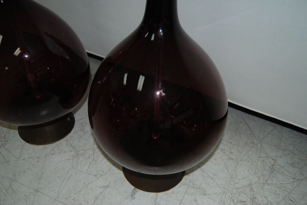 PAIR OF  "GRANDE SCALE " BLOWN GLASS LAMPS