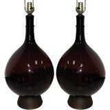 Vintage PAIR OF  "GRANDE SCALE " BLOWN GLASS LAMPS