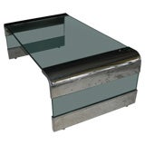PACE COLLECTION POLISHED STEEL WATERFALL COFFEE TABLE