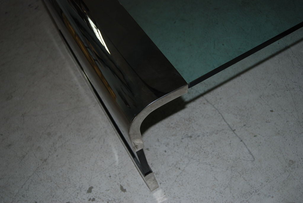 PACE COLLECTION POLISHED STEEL WATERFALL COFFEE TABLE