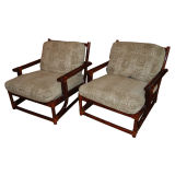 Pair Of Bamboo Roche Bobois Lounge Chairs