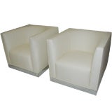 PAIR OF "BOX" CUBE CLUB CHAIRS