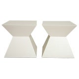 Pair of 70's Lacquered Fabric-Wrapped Tables