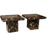 Retro Pair of 70's Tesselated Horn Tables