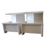 Pair of White Lacquered Two Tiered Night Stands
