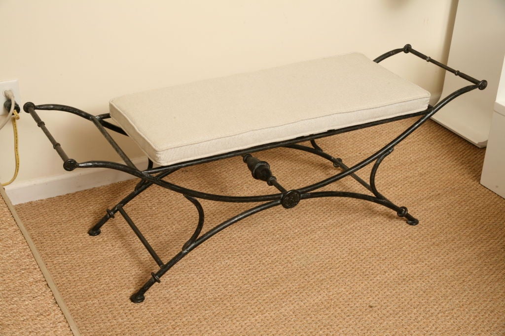 Monumental Iron Bench with Cushion