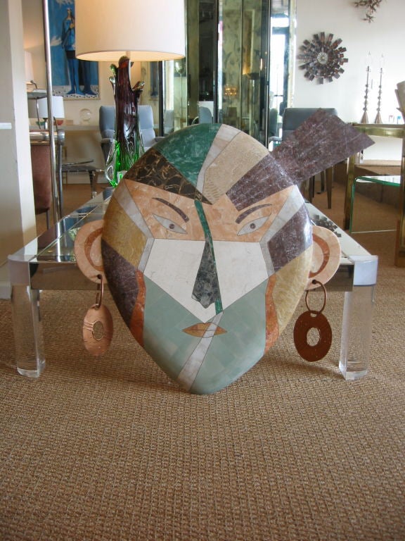 Maitland Smith Inlayed Stone Wall Sculpture