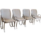 Four Sculptural Chrome Framed Chairs Att. to Milo Baughman 10