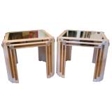 Pair of White Lacquered Mirrored End Tables 8