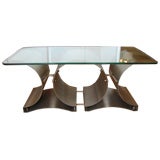 Modernist Steel 
Glass Cocktail Table by Francois Monnet