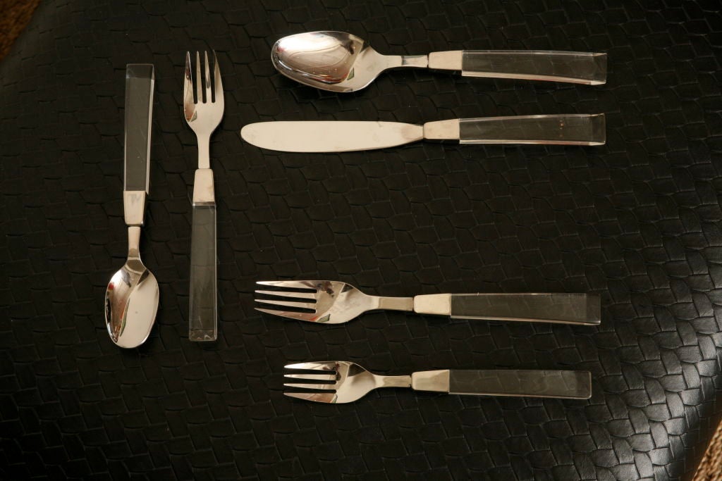 Japanese Lucite & Stainless Steel  Flatware Service