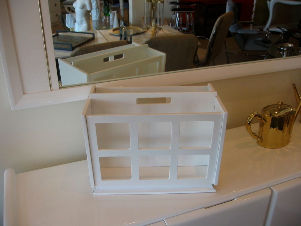 20th Century White Lacquered Magazine Stand