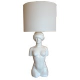 Italian White Lacquered Female Form Sculptural Fiberglass Lamp 4