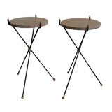 Pair of Iron & Marble Tripod Tables