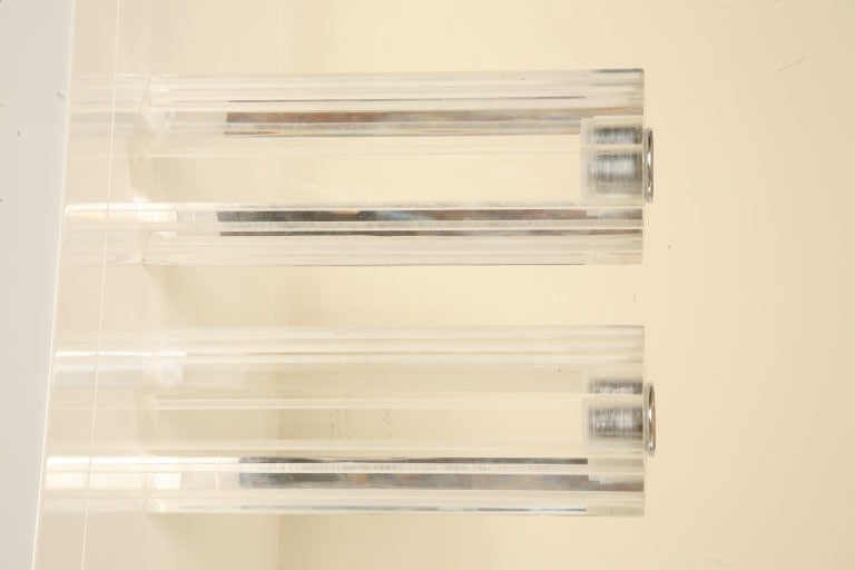 American Pair of Lucite Candle Sticks