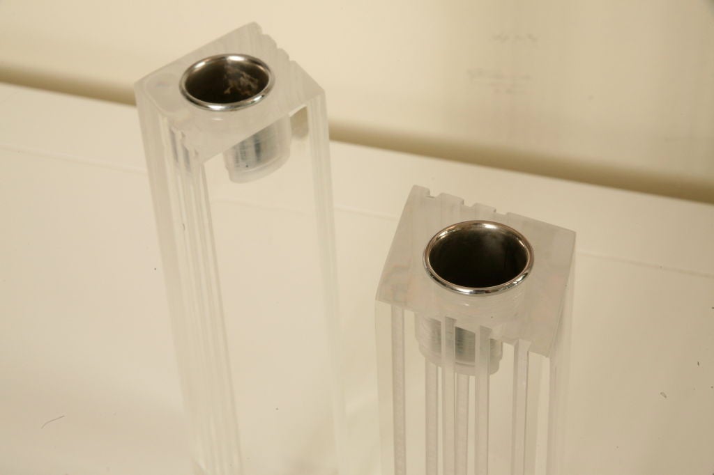 Pair of Lucite Candle Sticks 4