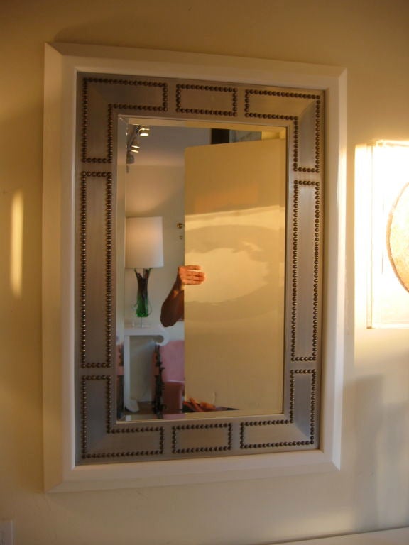 White Lacquered Studded Mirror