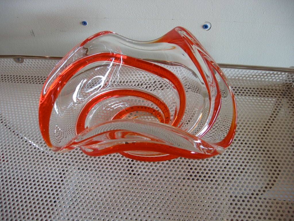 Canadian Signed Chalet Glass Centerpiece Bowl