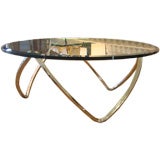 Sculptural Chrome and Glass Round Cocktail Table