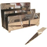 Nickel Silvered Art Deco Letter Holder & Opener Ensemble