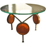 Unique Italian Iron and Glass Cocktail Table