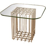 Pierre Cardin Chrome Grid Table with Glass Top