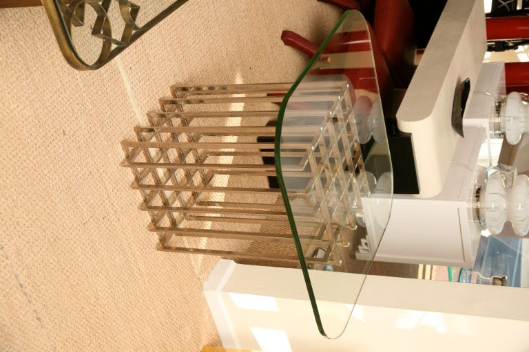 Pierre Cardin Chrome Grid Table with Glass Top
