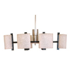 Lustre avec abat-jour en acrylique déchiré et cadre en aluminium
