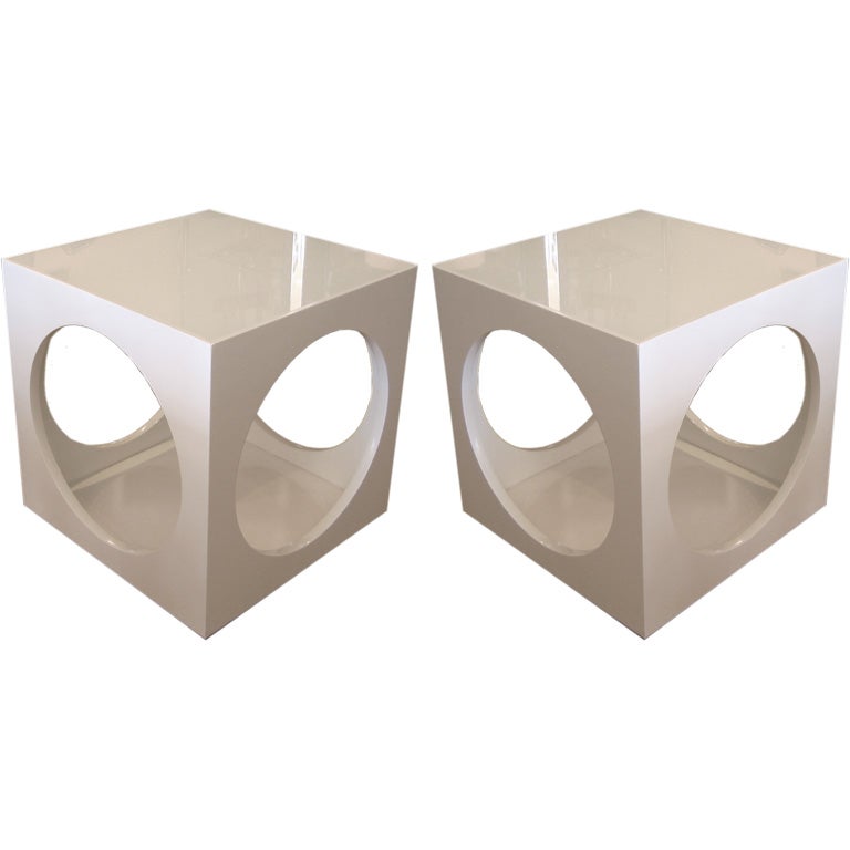 Pair of Sculptural Lane Cube End Table