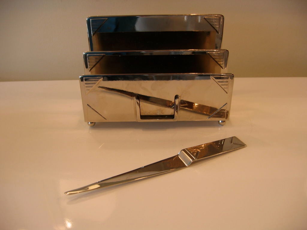 Nickel Silvered Art Deco Letter Holder & Opener